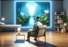 Virtual reality therapy session in a peaceful, therapeutic environment, conveying hope and the transformative potential of VR in mental health care. You can view and use the image above.